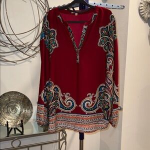 ‼️REDUCED‼️Gibson Latimer burgundy Paisley Blouse